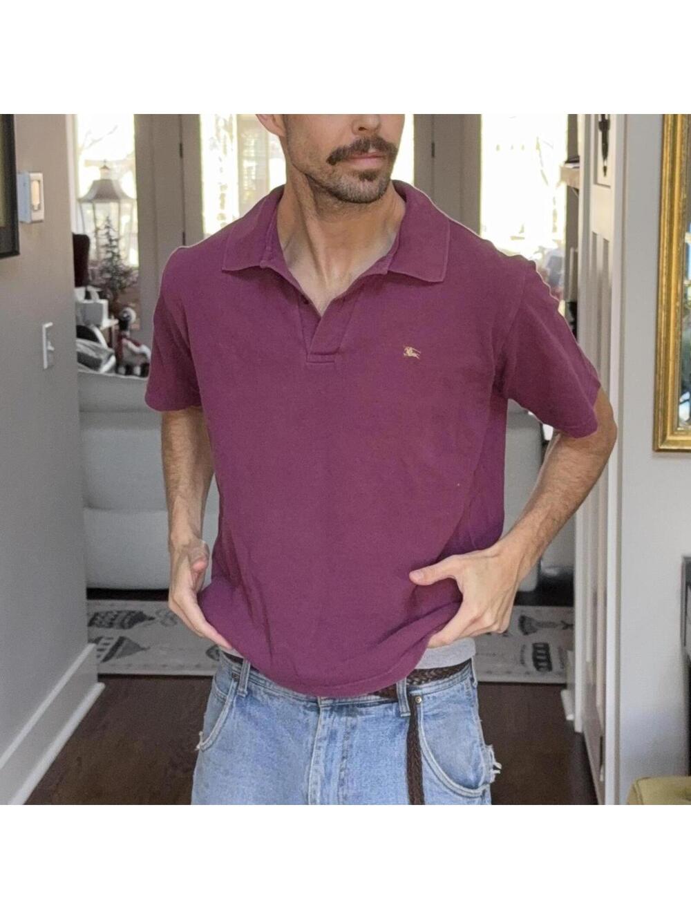 👑 Burberry London Purple Polo Shirt — Size Small